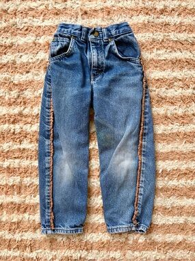 Vintage Oshkosh Jeans with Fringed Suede Trim